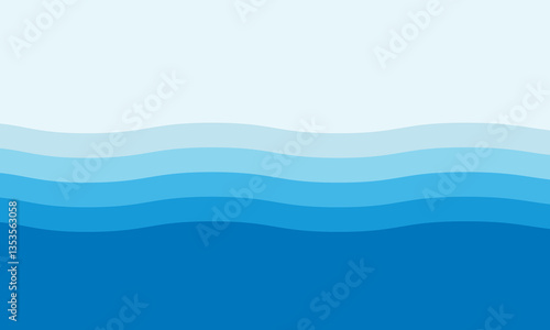 Various gradient blue wave patterns create a mesmerizing vector background, delivering a bold, eye-catching, and soothing design for modern, professional, and artistic ocean themed visuals.