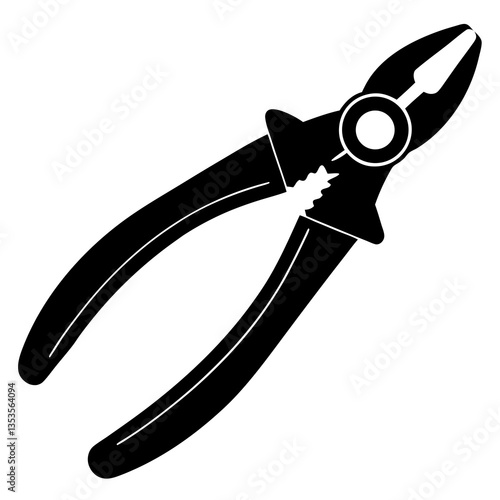 Diagonal cutting pliers silhouette vector illustration