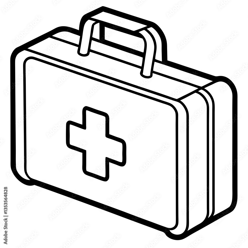 Fototapeta premium First aid kit line art vector illustration 