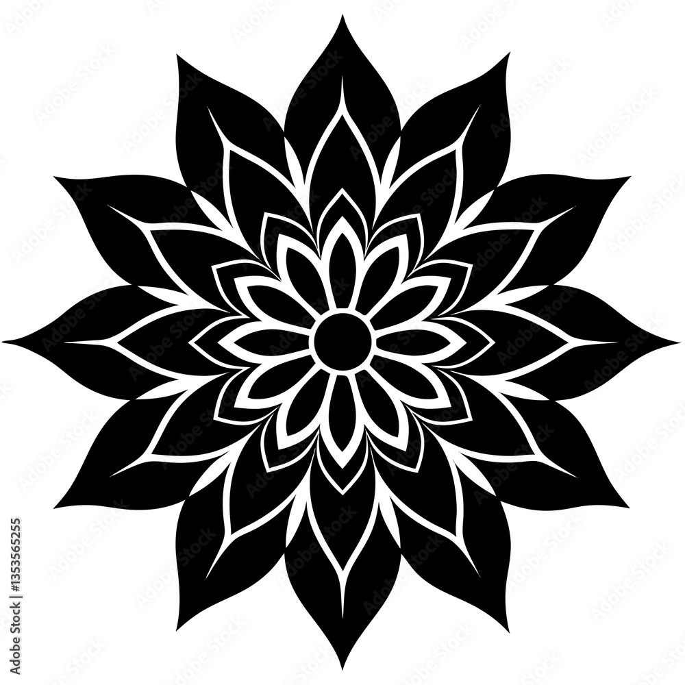 Fototapeta premium Flower pattern design silhouette vector illustration 