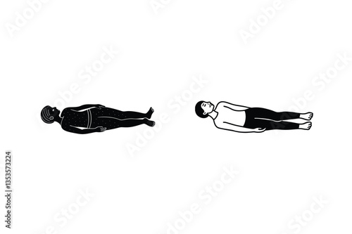 Supine Position Two Illustrations of Body Posture and Relaxation