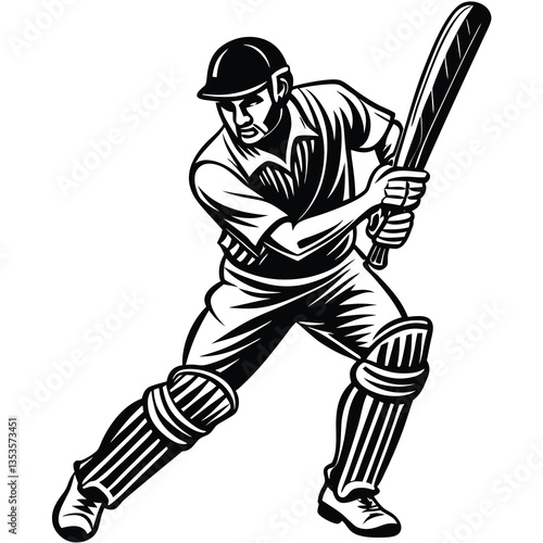 black and white Cricket Player