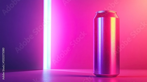 Metallic can with neon lights