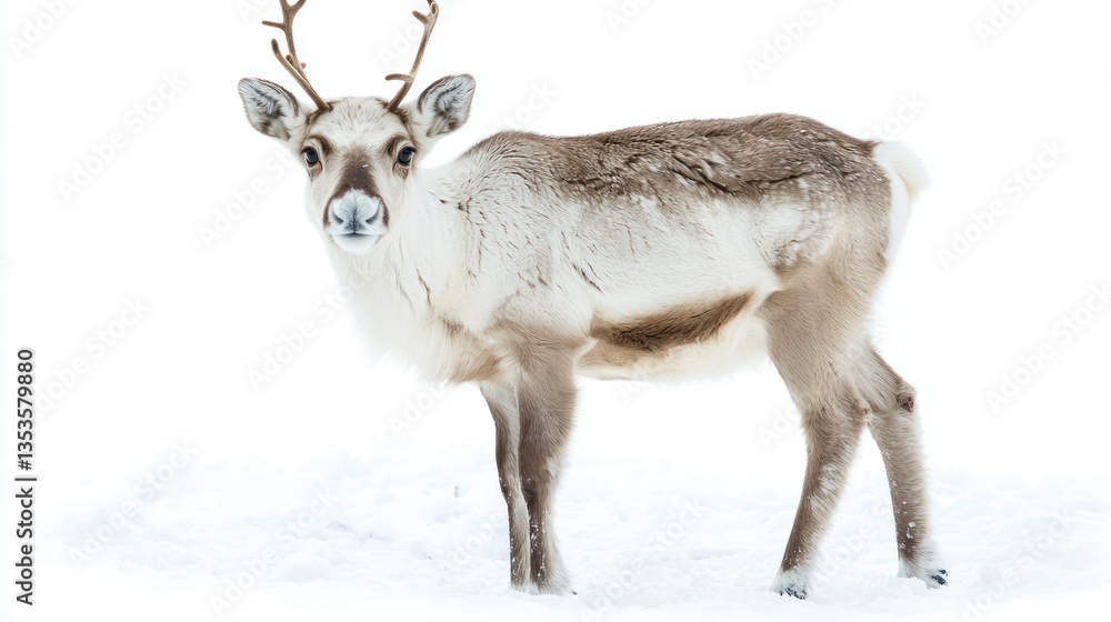 Fototapeta premium Arctic Reindeer isolated on white background