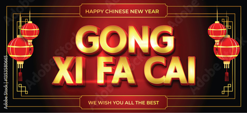 gong xi fa cai chinese new year red banner