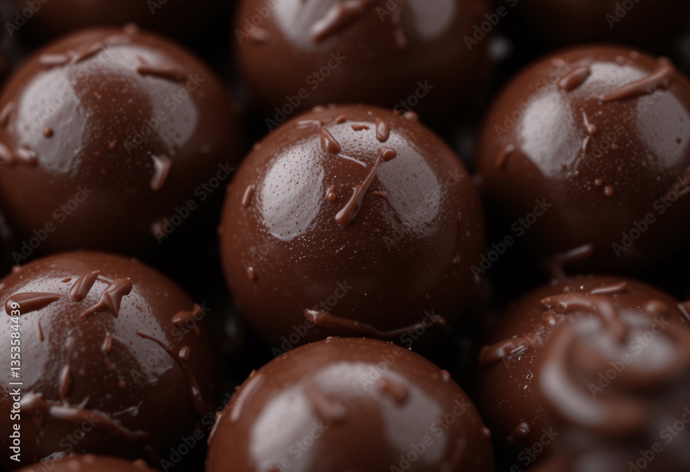 Close up of Chocolate Truffles, Luxury dark chocolate truffles, gourmet dessert. Close up of Chocolate Truffles, Luxury dark chocolate truffles, gourmet dessert.