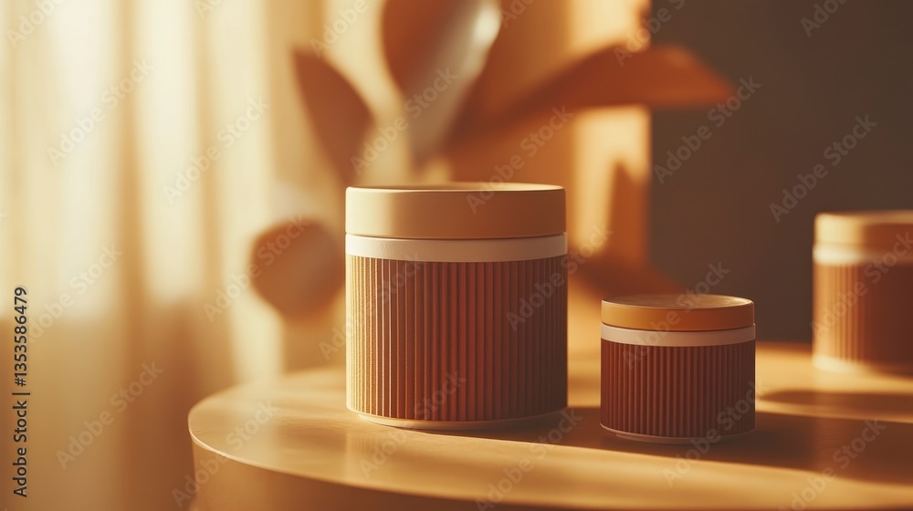 Elegant Brown Containers on Table Elegant Brown Containers on Table