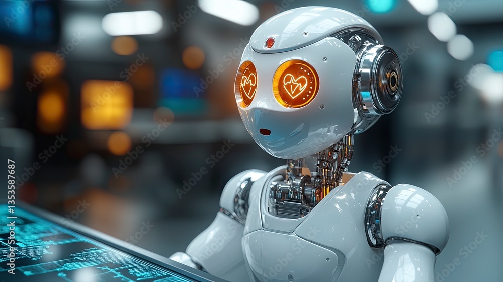 Fototapeta premium Healthcare robot conducting automated screening for heart arrhythmias