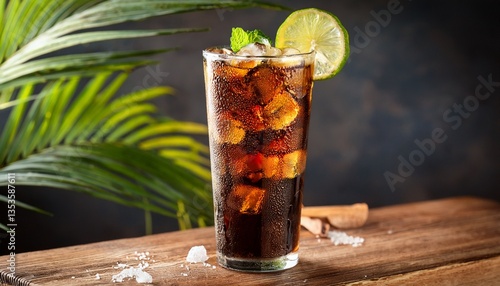 coca coke cocktail in a tall glass cuba libre refreshing summer drink