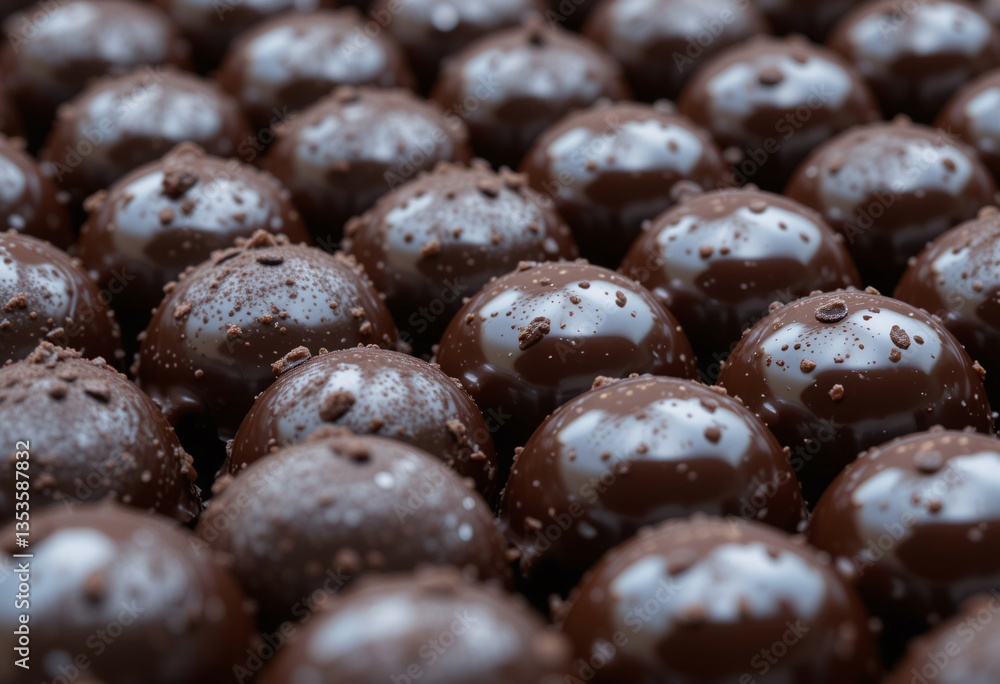 Gourmet Chocolate Truffles, Close up of dark chocolate truffles, delicious and decadent. Gourmet Chocolate Truffles, Close up of dark chocolate truffles, delicious and decadent.