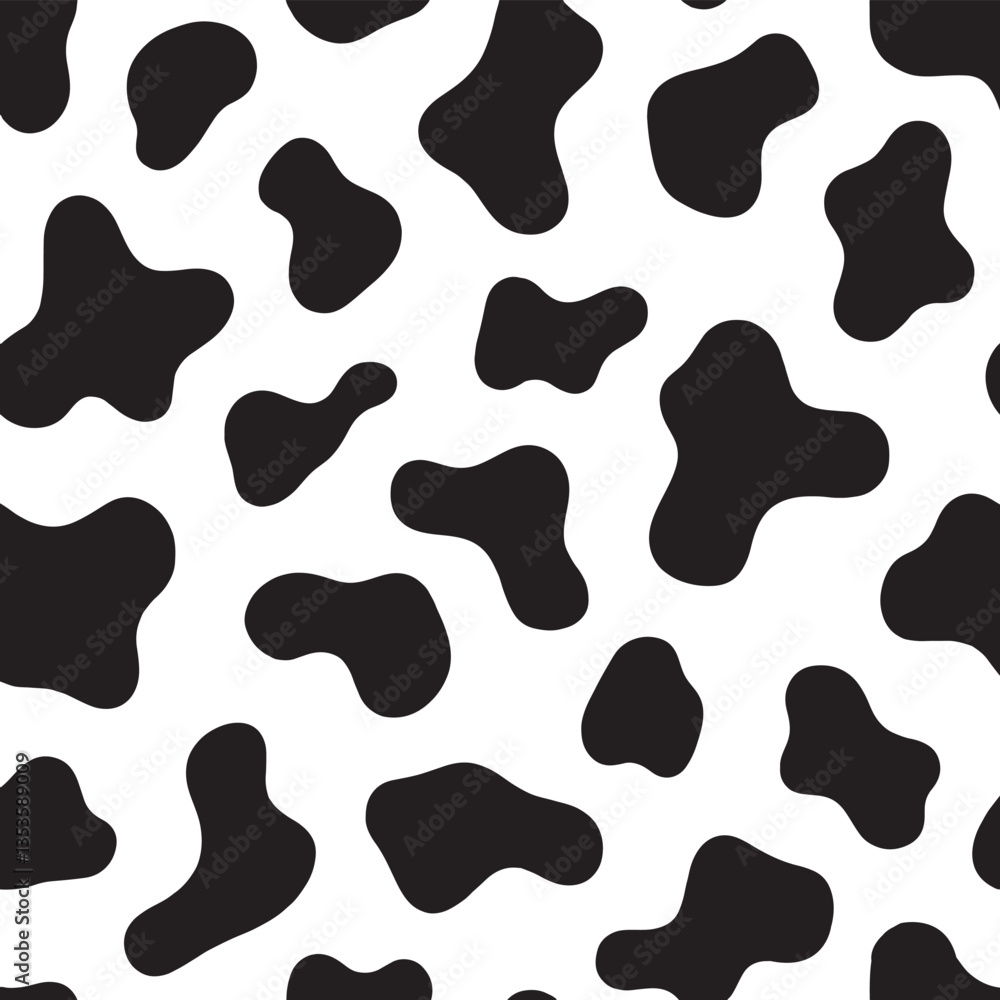 Dalmatian seamless pattern, animal print with skin spot texture. Absract shapes design dog or cow black spots on white background for fibres and textile. Simple endless leather backdrop. Dalmatian seamless pattern, animal print with skin spot texture. Absract shapes design dog or cow black spots on white background for fibres and textile. Simple endless leather backdrop.