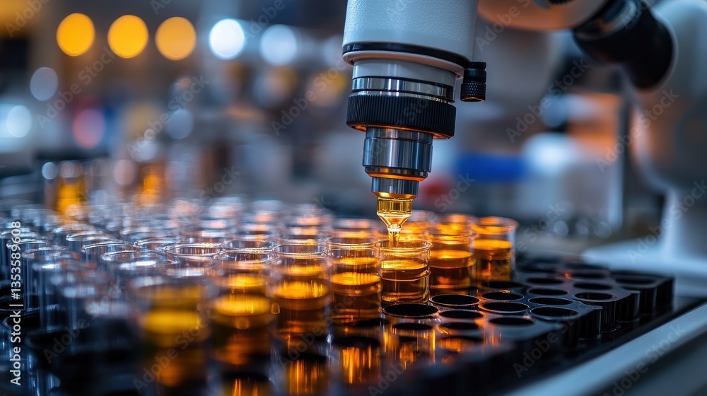 Robotic arm conducting automated preparation of laboratory samples Robotic arm conducting automated preparation of laboratory samples