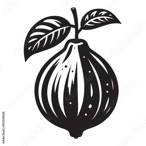 Guava silhouette black and white vector icon