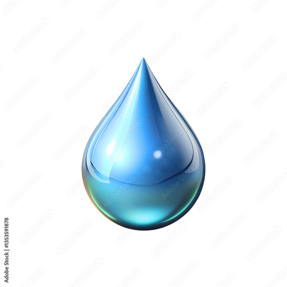 A pristine, shimmering teardrop of pure water, reflecting light with a glassy, translucent surface against a clean white background. A pristine, shimmering teardrop of pure water, reflecting light with a glassy, translucent surface against a clean white background.