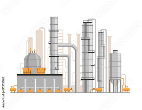 Refinery Oil and Gas Plant Pipeline Illustration