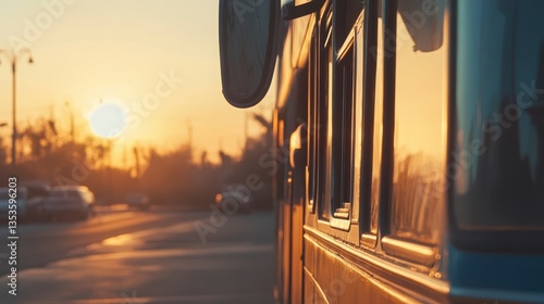 Sunset Reflection on Bus