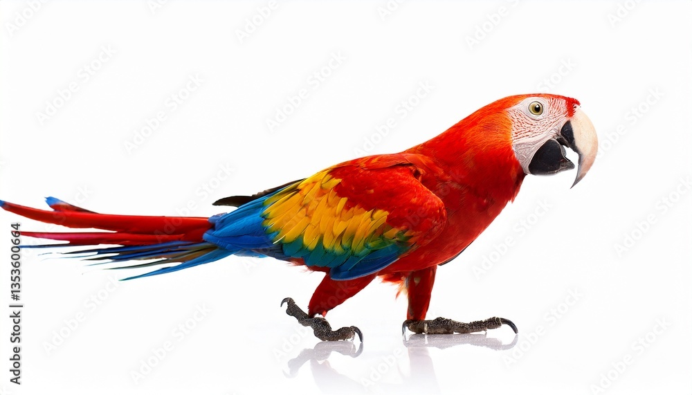 Obraz premium parrot walking and dancing over white