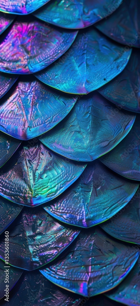 Obraz premium Vibrant iridescent scales in blue and purple tones
