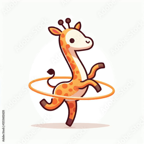 Minimalist Vector Giraffe with Smooth Lines and a Joyful Look
