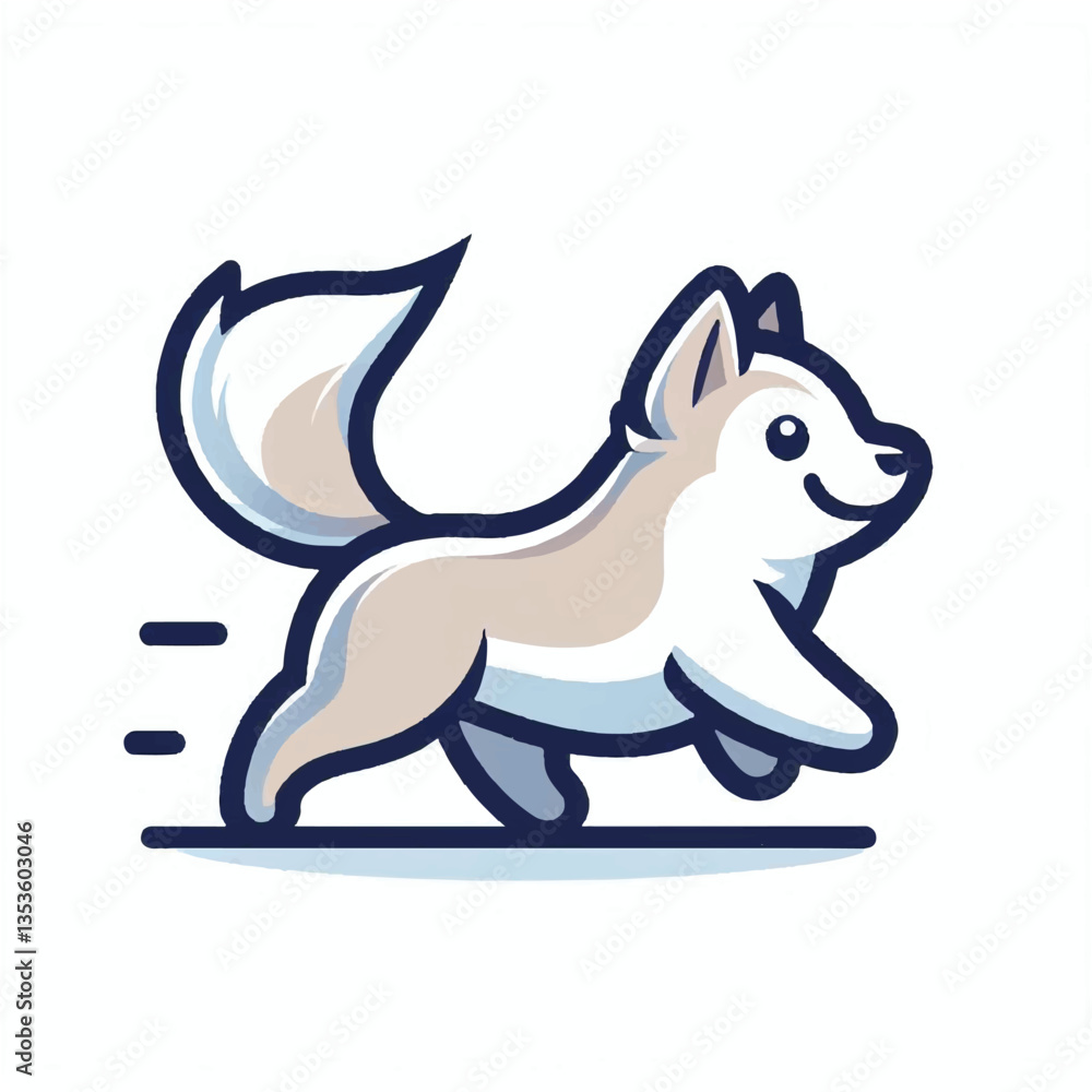 Fototapeta premium Minimalist Cartoon Dog in a Lively Action Scene
