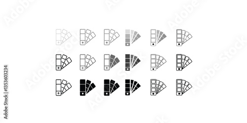 Print    Palette colours icons. Swatch choice color paint icons set. Guide book, pantone vector icon set isolated on white background