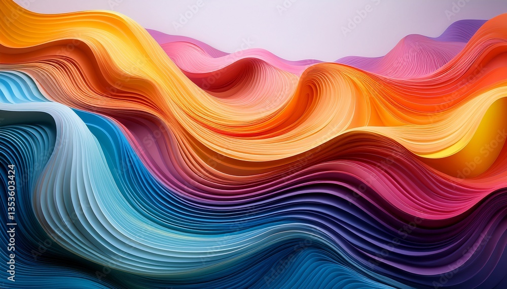 Obraz premium colorful wave patterns create a vibrant abstract design in a modern art style