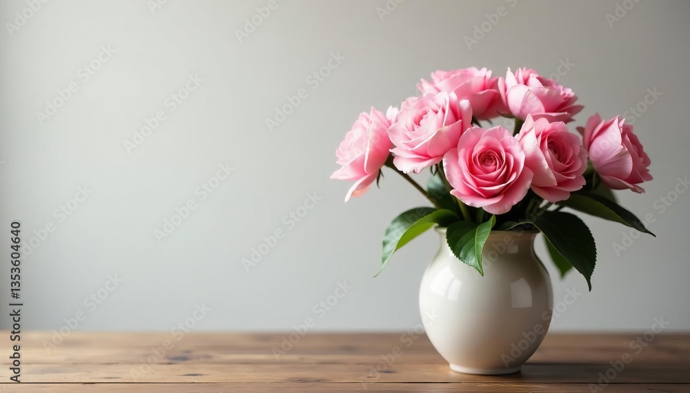 Soft pink flowers arranged in a elegant vase on a wooden table, arrangement, elegant, vase Soft pink flowers arranged in a elegant vase on a wooden table, arrangement, elegant, vase