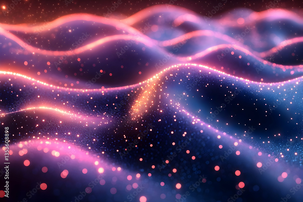 Obraz premium Glowing Particle Waves Dance Mysteriously in Vivid Hues