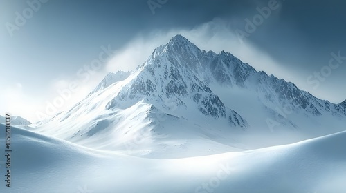 Wallpaper Mural Majestic snow capped mountain peak in a serene winter landscape Torontodigital.ca