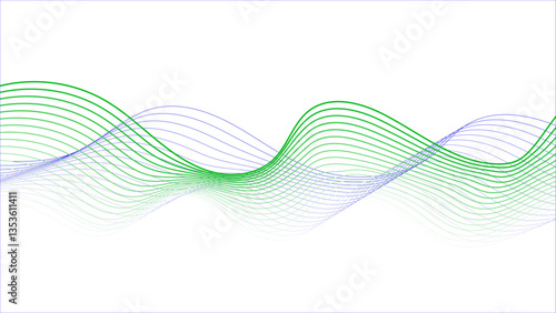 A flowing green and blue wave pattern on a transparent background.