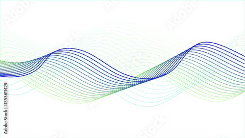 A smooth blue and green wave design on a transparent background.