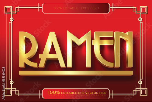 ramen gold text effect asian style