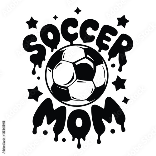 Soccer Mom with Ball and Stars Design
