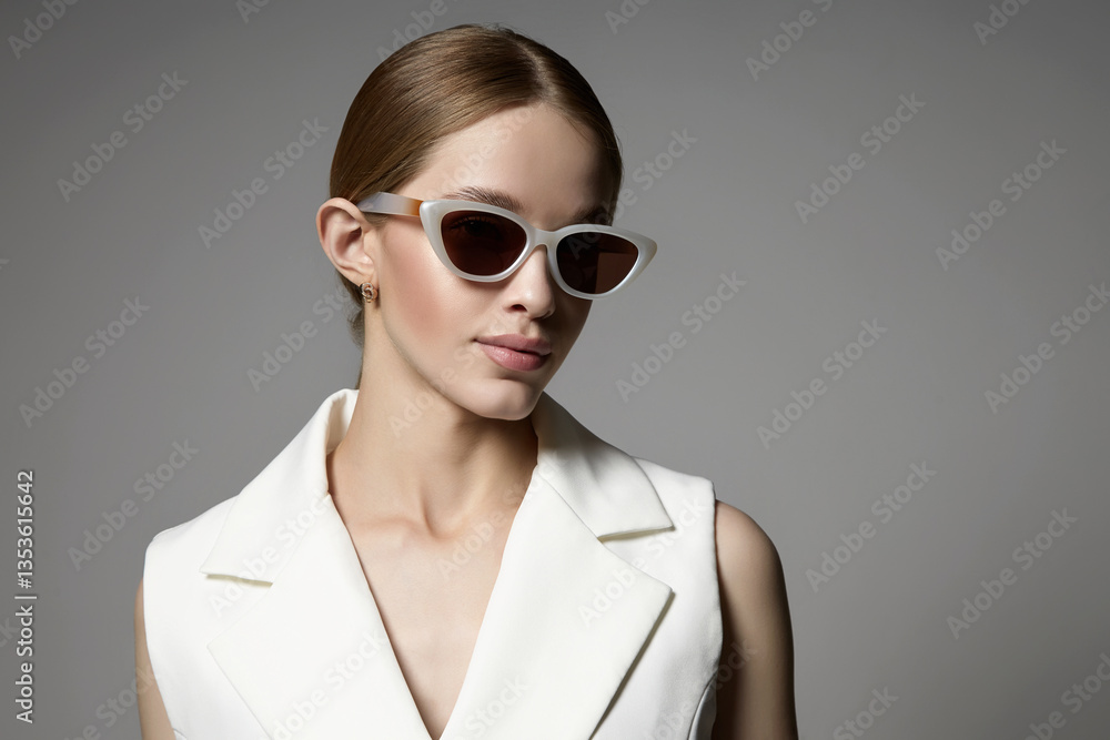 Beautiful young woman in sunglasses. pretty blond girl in glasses