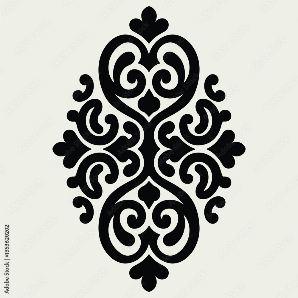 Elegant Black and White Floral Ornament Design Elegant Black and White Floral Ornament Design