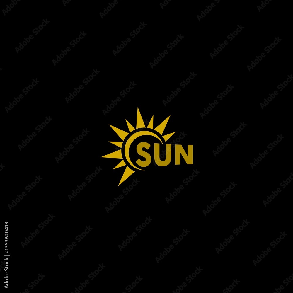 Fototapeta premium Sun logo icon isolated on dark background