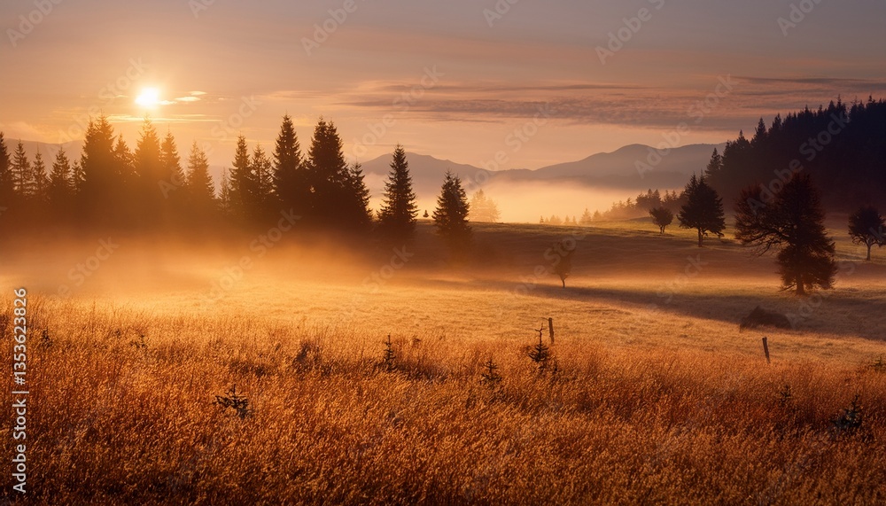 Fototapeta premium misty landscape warm colors