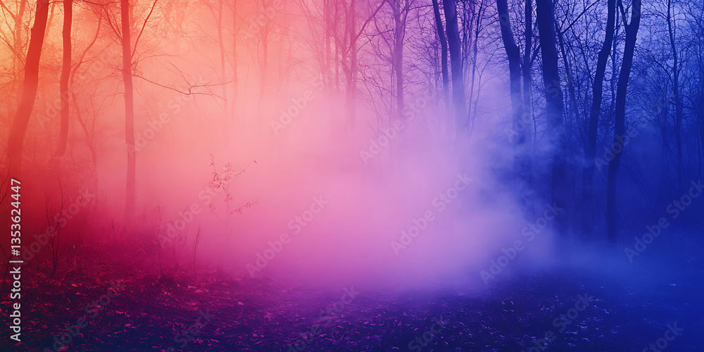 Obraz premium Spooky Halloween Costume Party Wallpaper Background with Fog Machines and Haunting Atmosphere