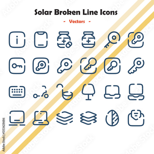 Solar Broken Line Icons Collection