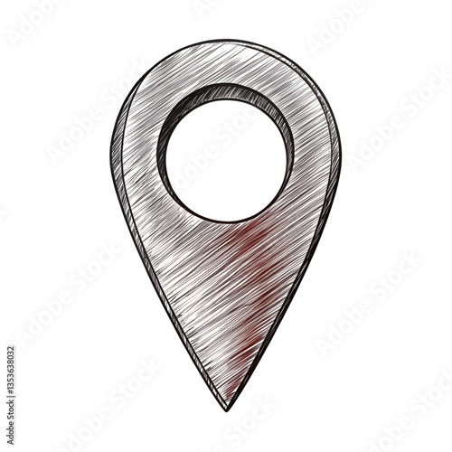 Hand Drawn Sketch Style Map Pointer Location Icon Graphic Design Element isolated on white or transparent background