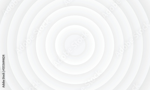 White concentric circle background. minimal abstract radial pattern with soft gradient for modern design. vector illustration.