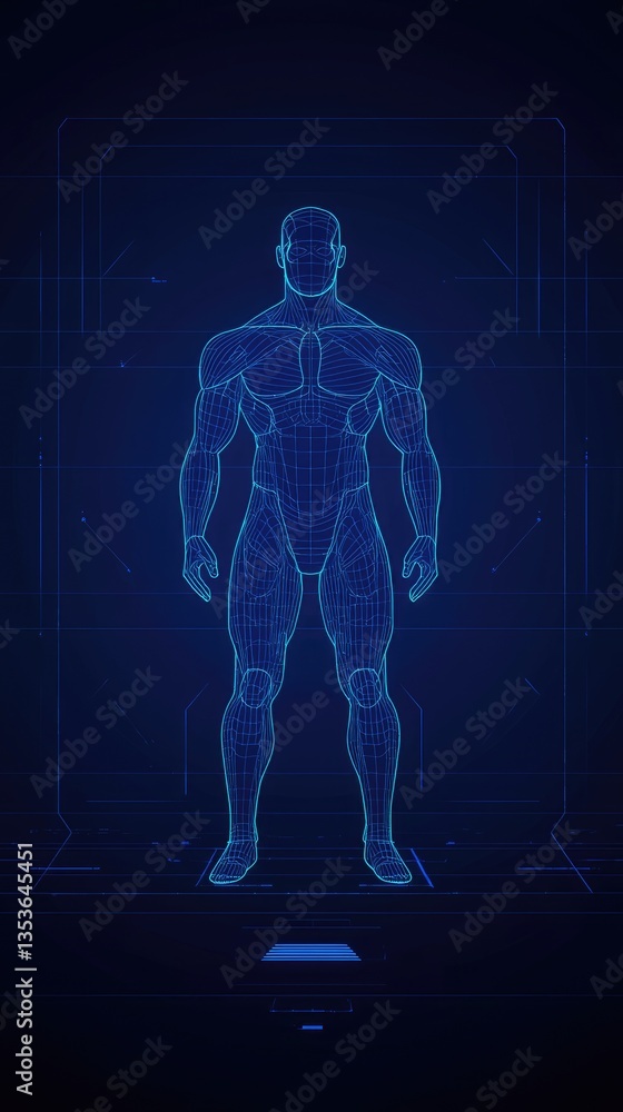 Futuristic digital anatomical human body graphic Futuristic digital anatomical human body graphic