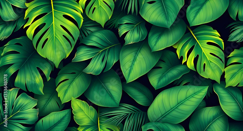 Wallpaper Mural Tropical Leaves Seamless Pattern  Lush Green Foliage Background for Modern Design Torontodigital.ca
