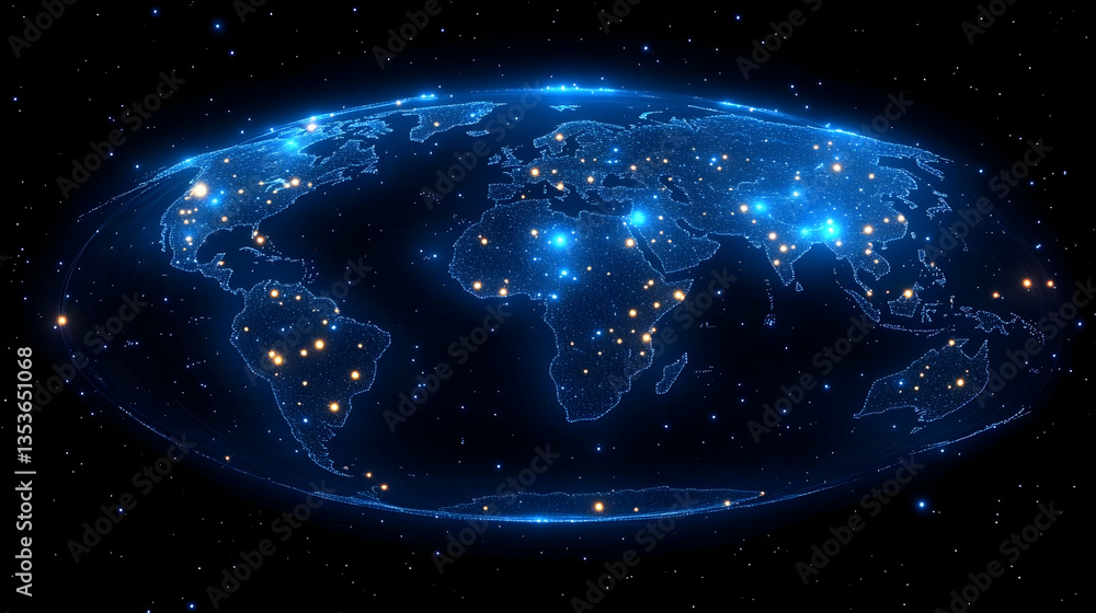 Obraz premium Global Network: Illuminating Connections Worldwide