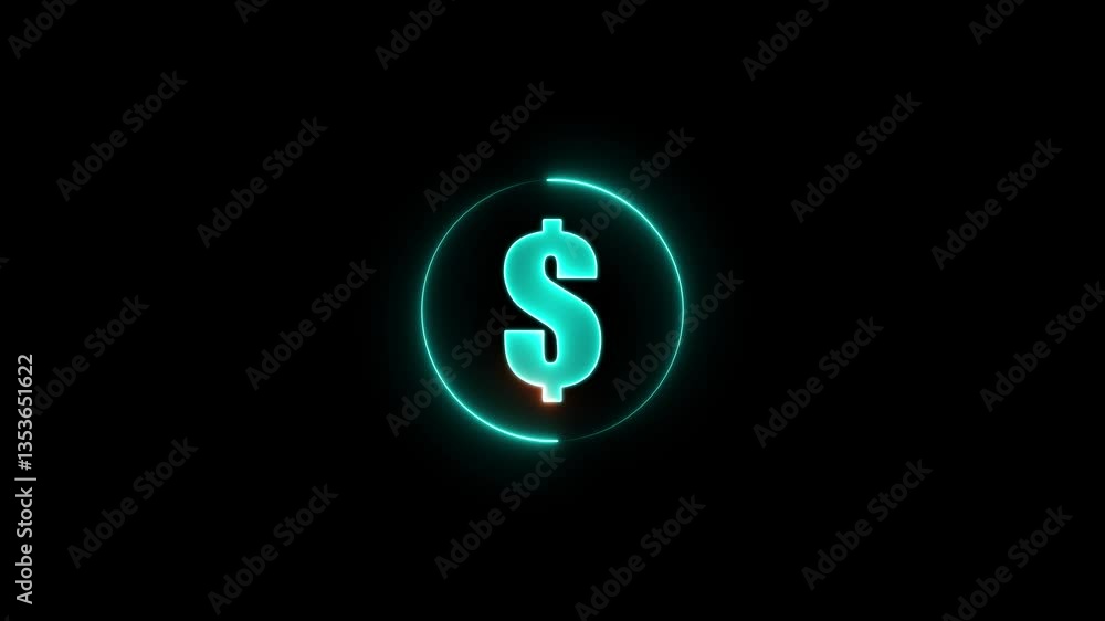 Glowing dollar icon animation Glowing Neon Dollar Sign Icon . Neon light dollar sign. Glowing dollar icon animation Glowing Neon Dollar Sign Icon . Neon light dollar sign.