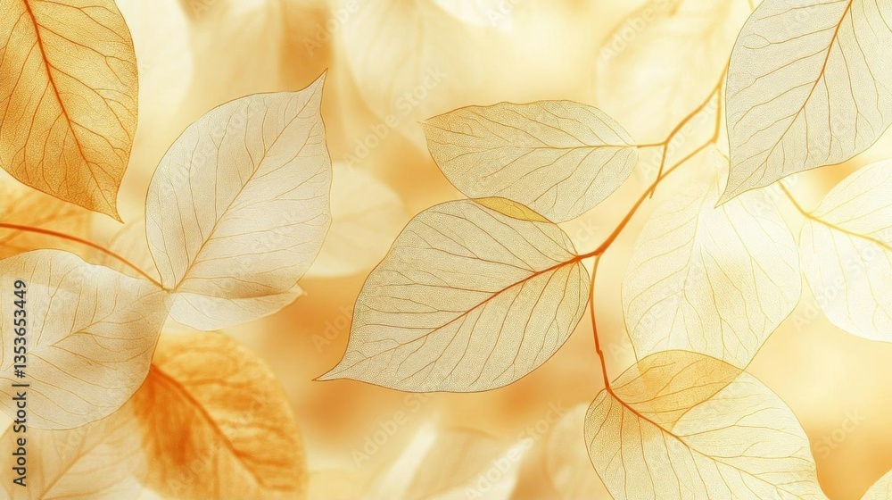 Obraz premium Autumn leaves delicate light pastel background