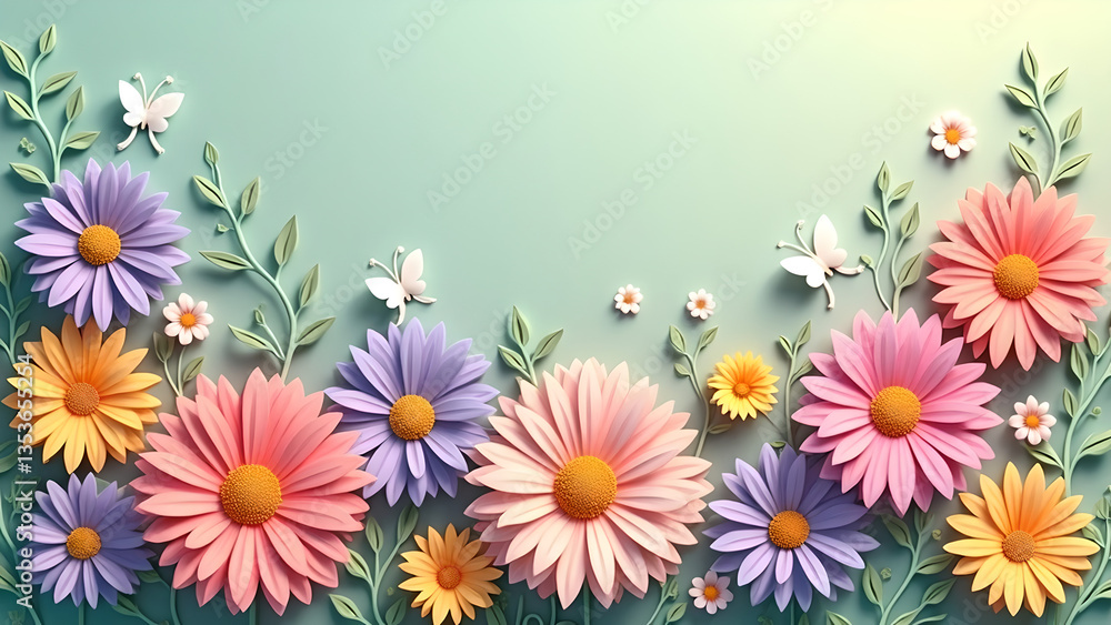 Spring Background – Fresh Blooming Flowers and Lush Greenery Illustration
Spring Background – Fresh Blooming Flowers and Lush Greenery Illustration