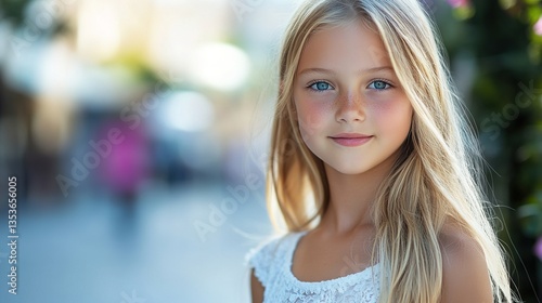 Wallpaper Mural Blonde Teenager in White Summer Dress Enjoying Sunlight Outdoors Torontodigital.ca