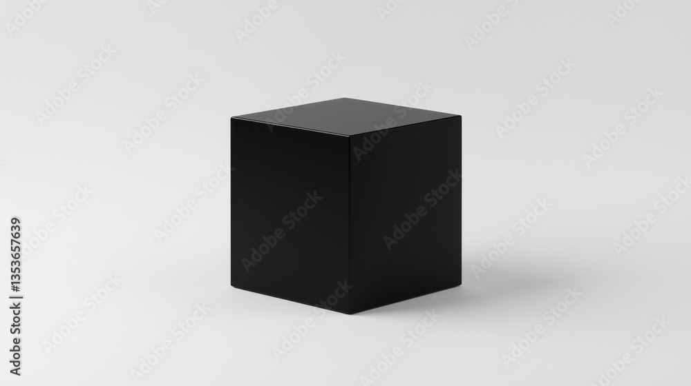 A black cube with a flat top sits on a white background. A black cube with a flat top sits on a white background.