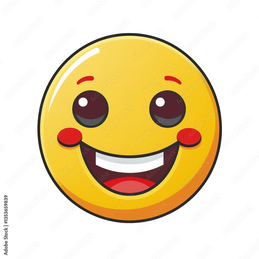 Fototapeta premium Happy yellow face emoji on transparent png background